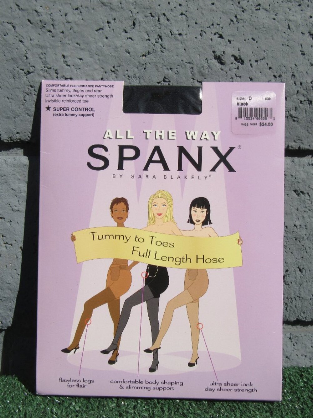 Brand New Spanx All The Way Full Length Super Control Black Pantyhose Size D